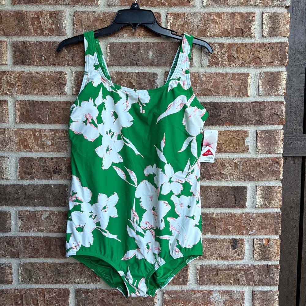 Lands' End Green Floral One-Piece Swimsuit- Never Used.